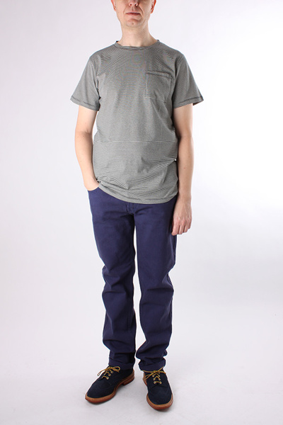 MEN'S BRANDS - A.P.C. - A.P.C. - STRIPE POCKET TEE ANTHRACITE