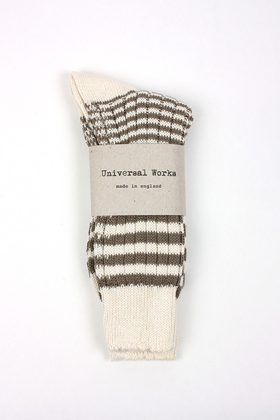 UNIVERSAL WORKS - STRIPE SOCK ECRU/METAL