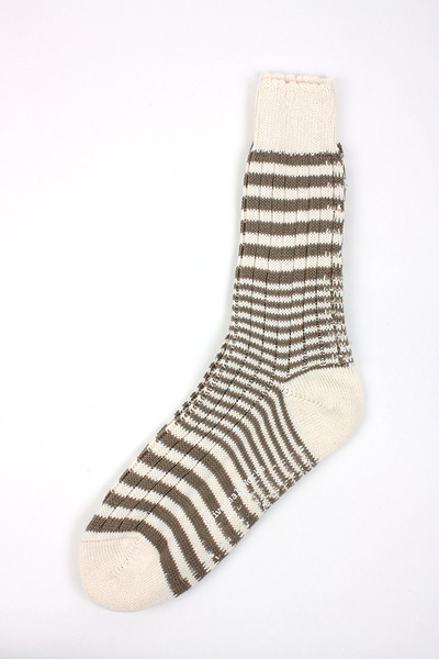 UNIVERSAL WORKS - STRIPE SOCK ECRU/METAL