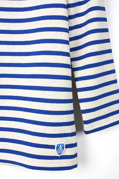 ORCIVAL - L/S STRIPED TEE ECRU/BLEU FRANCE