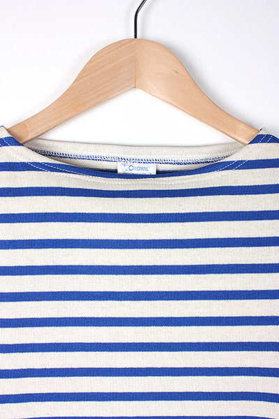 ORCIVAL - L/S STRIPED TEE ECRU/BLEU FRANCE